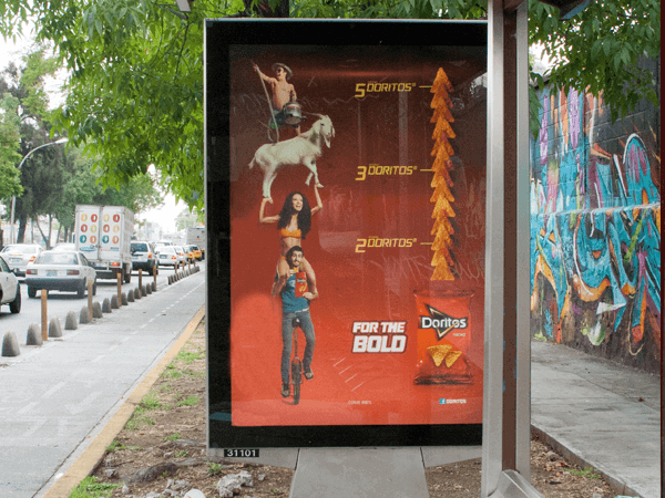 apa parabus Publicidad en Parabuses doritos